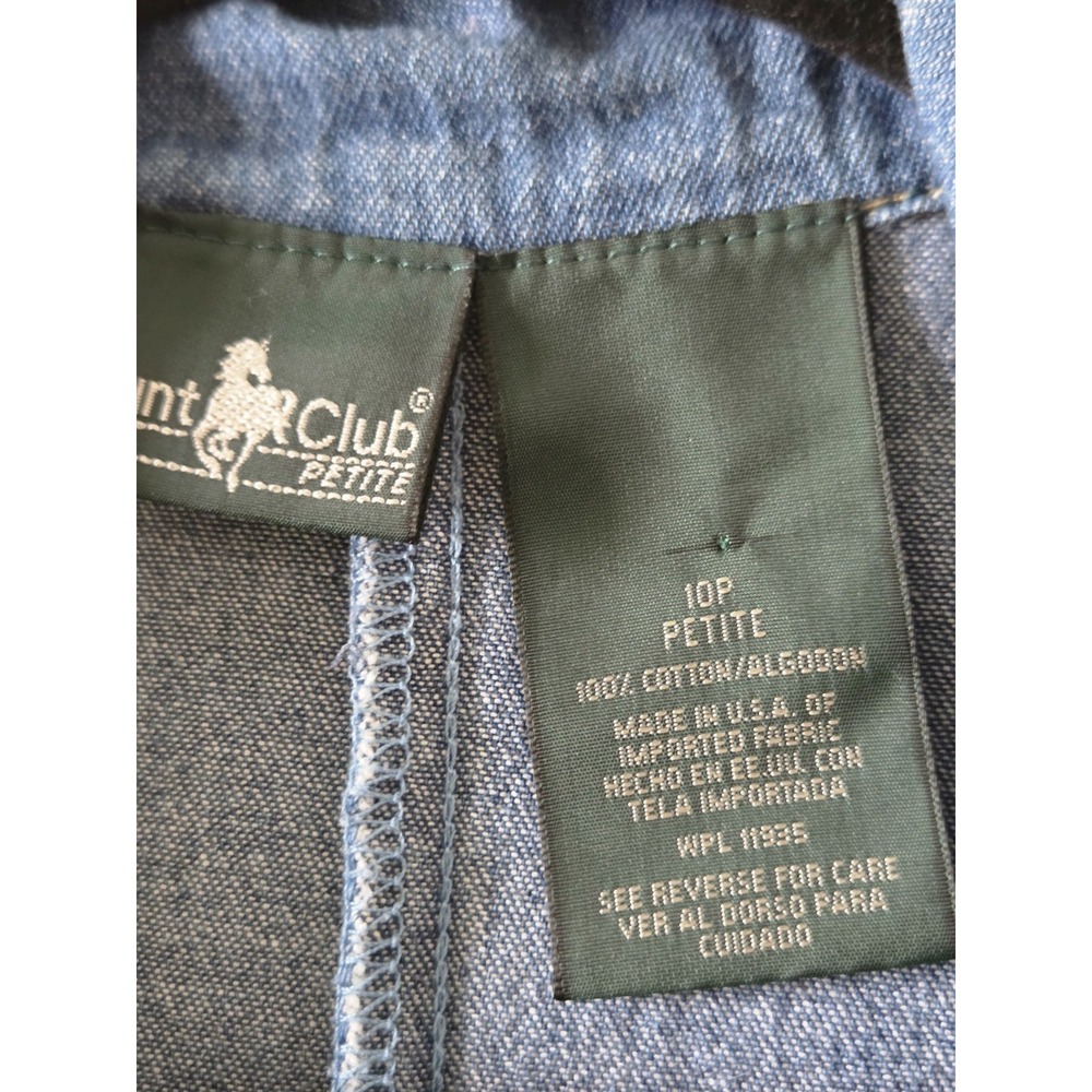 Vtg Denim Dress Women's 10p Pleated Button Up 90s Y2k Hunt Club Modest Teacher - Picture 3 of 10